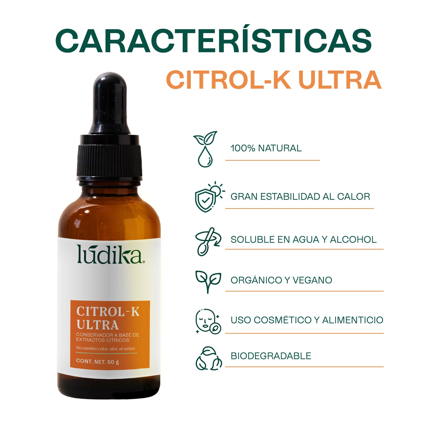 Citrol-K Ultra | Conservador y Desinfectante Natural de Amplio Espectro para Cosméticos y Alimentos a base de extractos cítricos