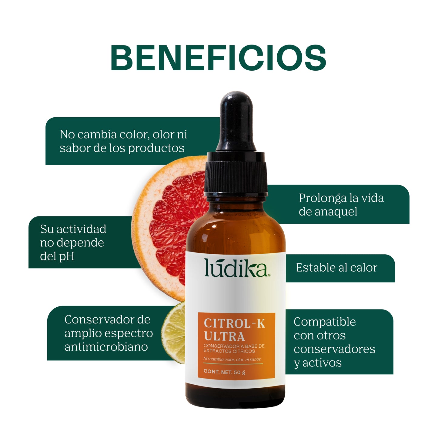 Citrol-K Ultra | Conservador y Desinfectante Natural de Amplio Espectro para Cosméticos y Alimentos a base de extractos cítricos
