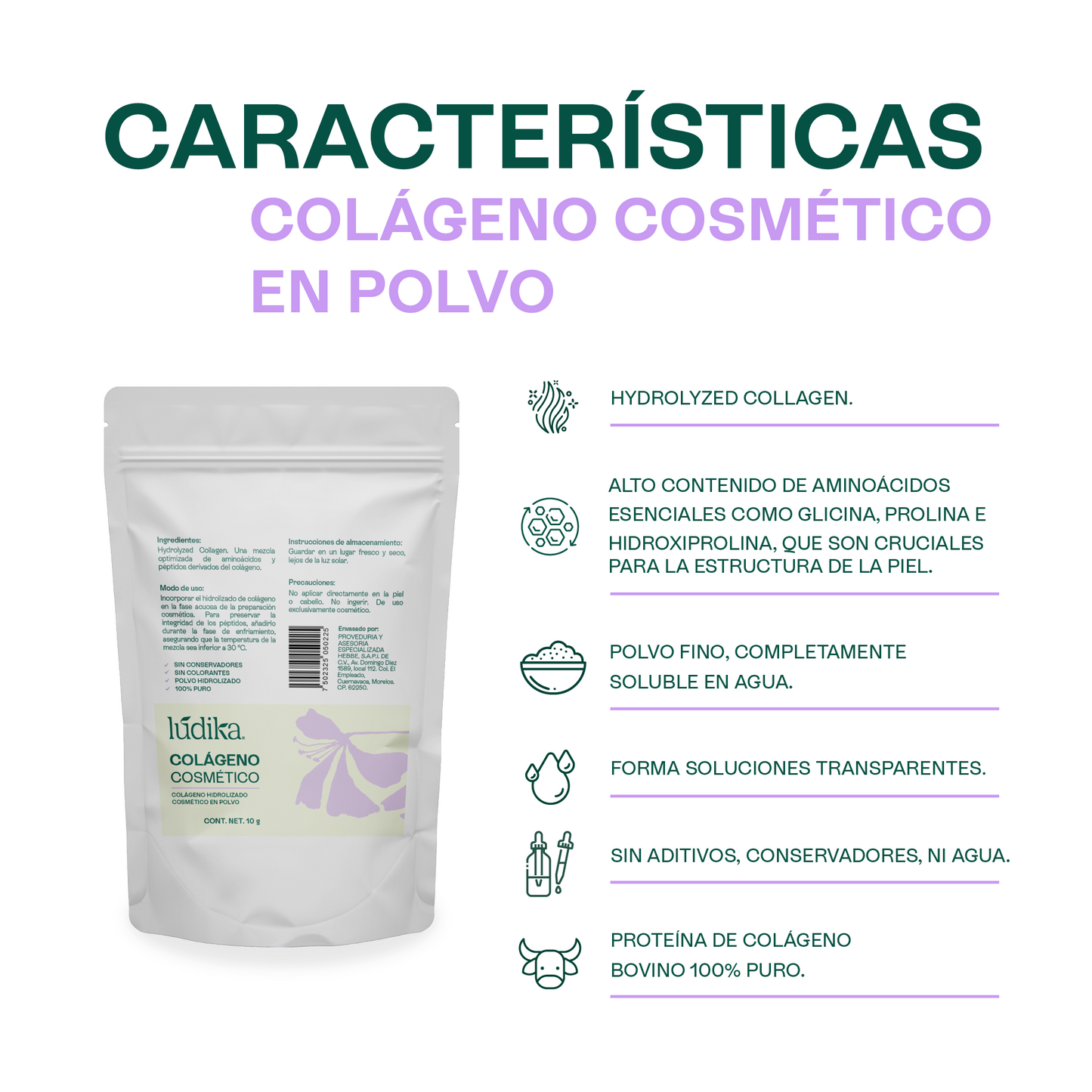 Biopéptidos de Colágeno | Activo Antiedad | Reafirmante, Hidratante y Antiflacidez