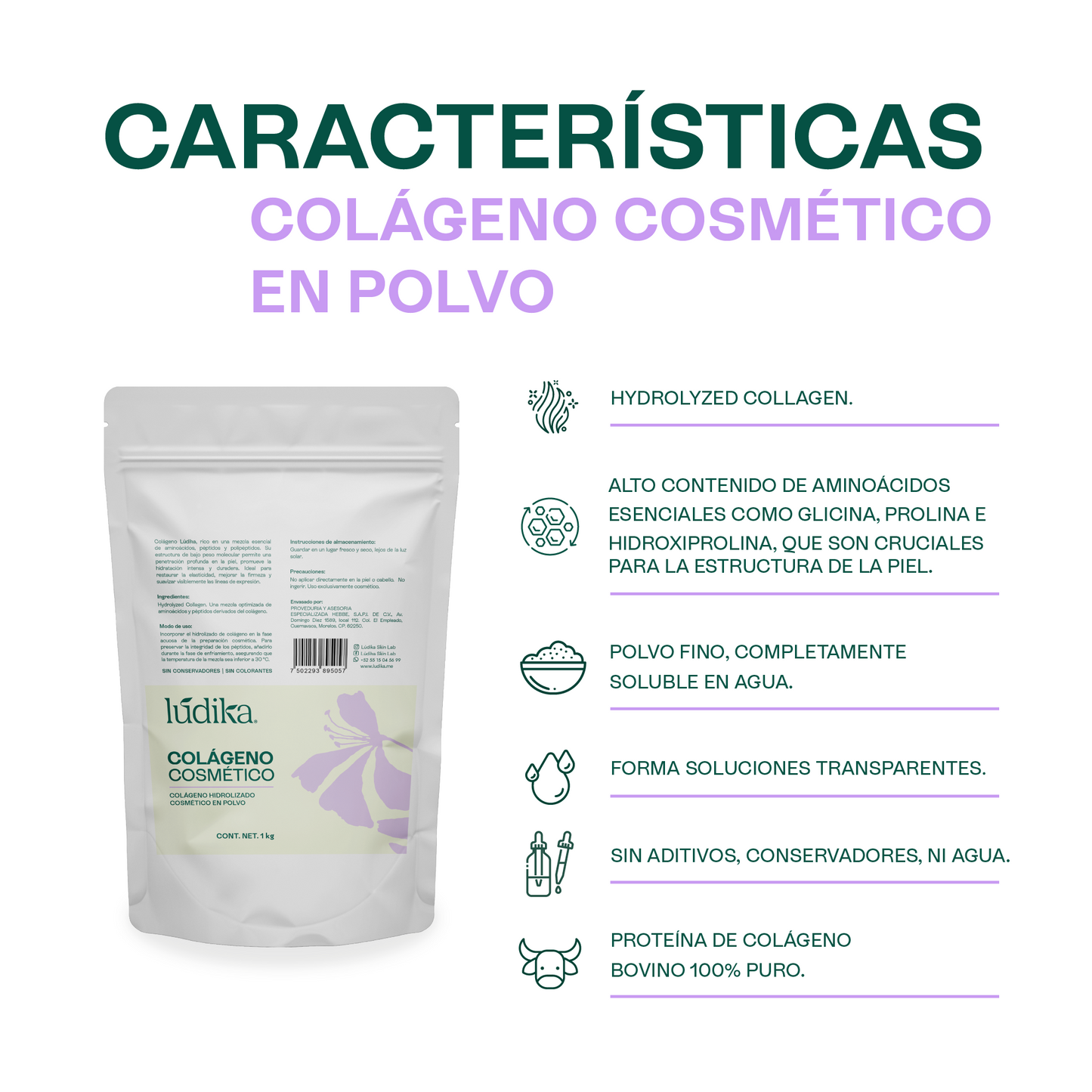 Biopéptidos de Colágeno | Activo Antiedad | Reafirmante, Hidratante y Antiflacidez