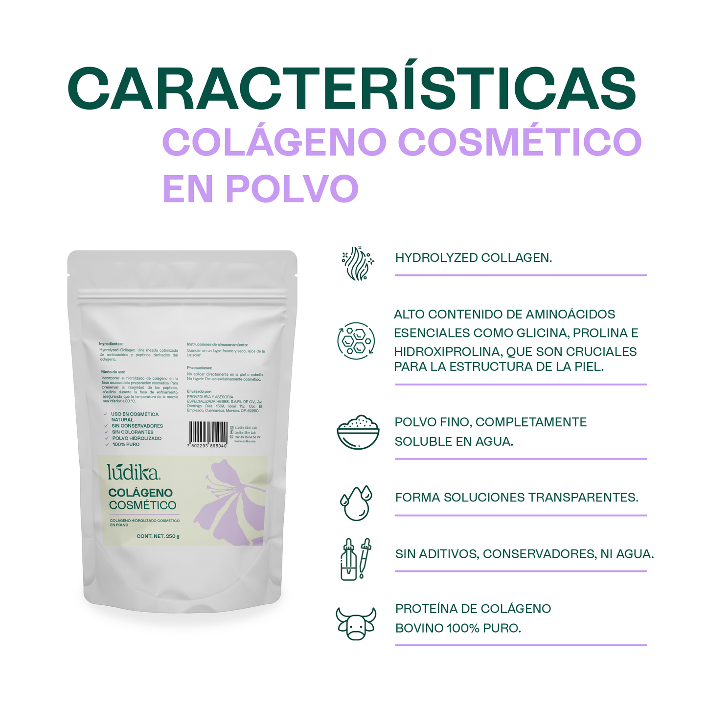 Biopéptidos de Colágeno | Activo Antiedad | Reafirmante, Hidratante y Antiflacidez