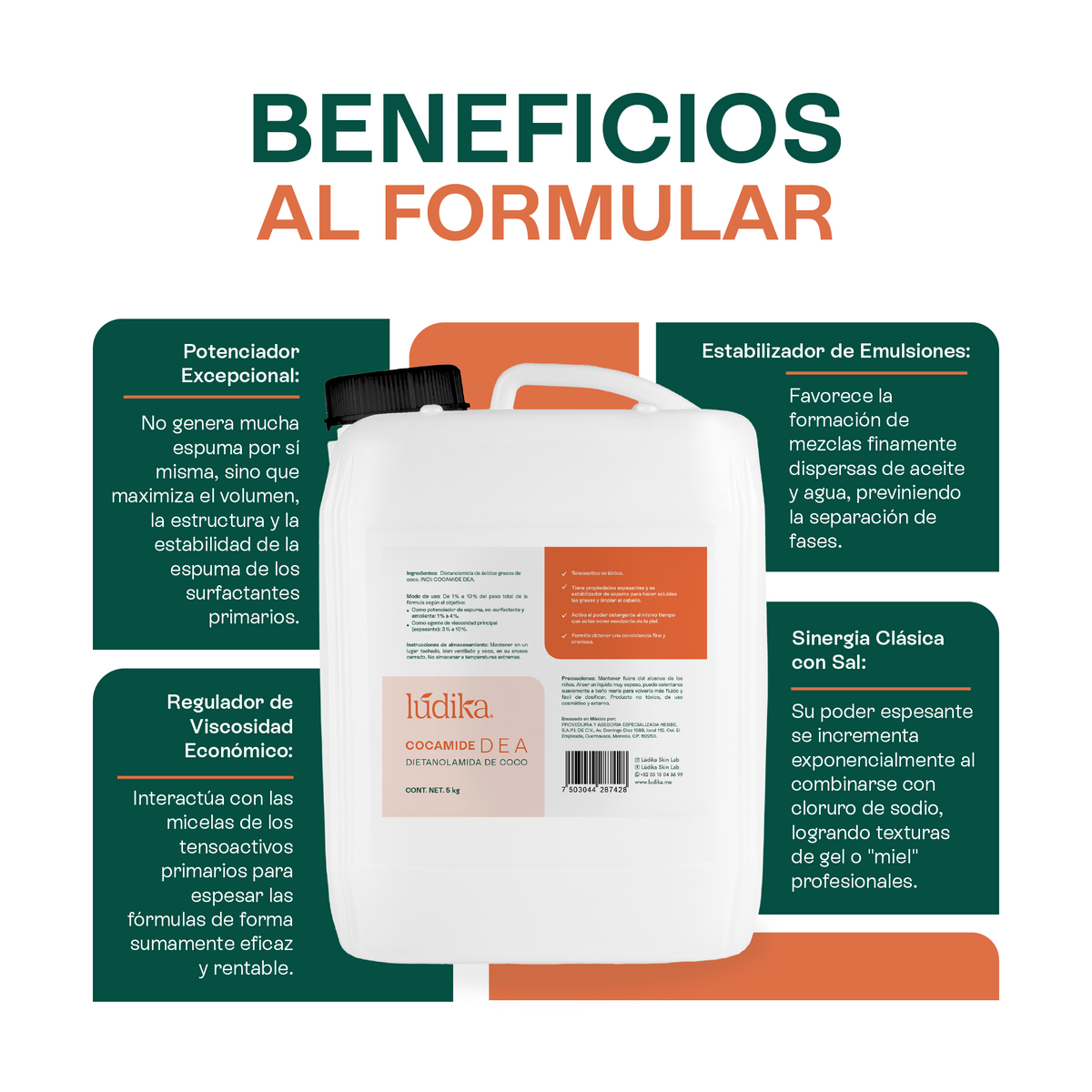 Dietanolamida (Cocamide DEA) | Potenciador de Espuma, Espesante y Acondicionador para Cosméticos
