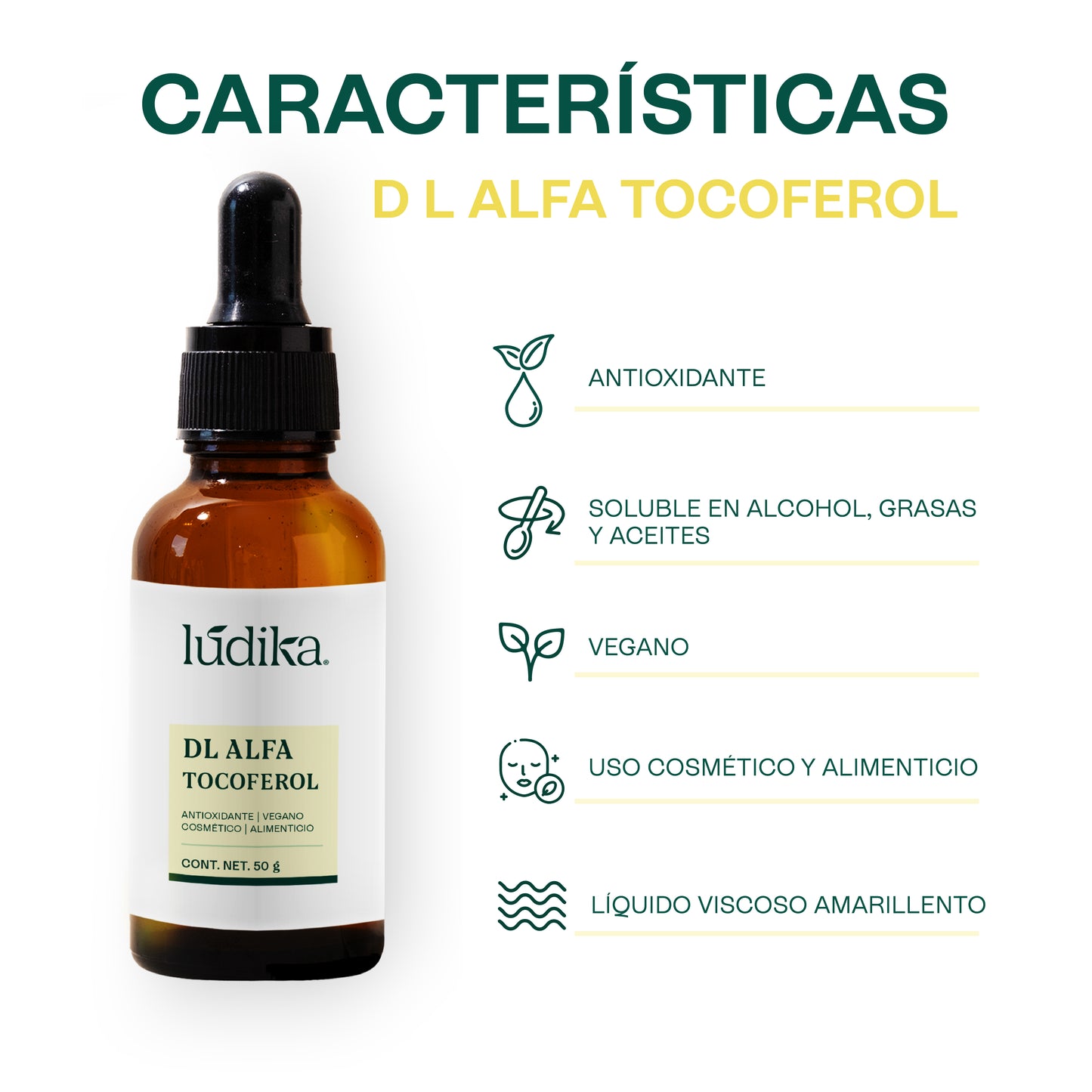 DL-Alfatocoferol | Potente Antioxidante Líquido para Alimentos y Cosméticos que retarda el enranciamiento de Aceites y Grasas