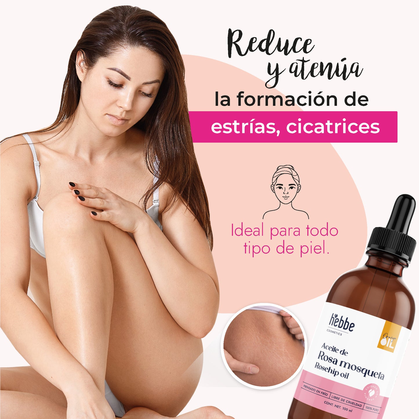 Aceite de Rosa Mosqueta Virgen | Facial y corporal | Regenerador, AntiEdad, AntiEstrias y Potente Hidratante en zona de contorno de ojos