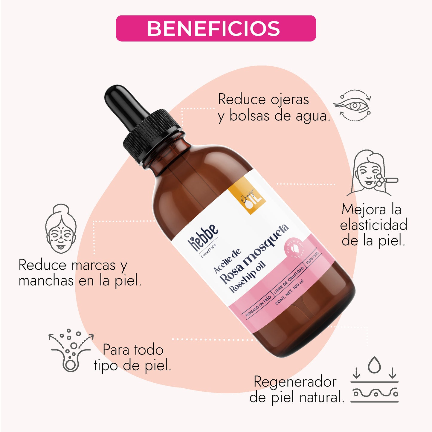 Aceite de Rosa Mosqueta Virgen | Facial y corporal | Regenerador, AntiEdad, AntiEstrias y Potente Hidratante en zona de contorno de ojos