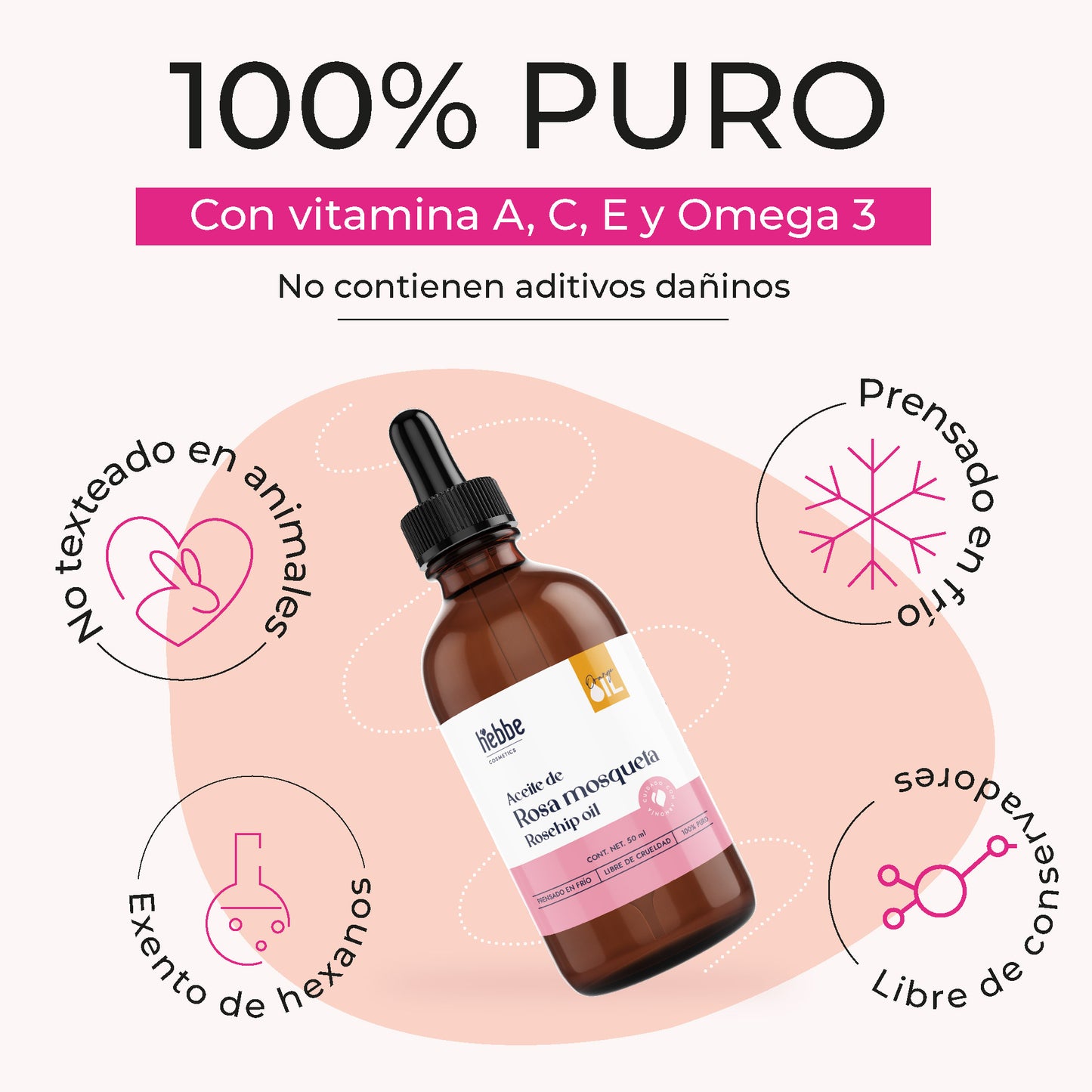 Aceite de Rosa Mosqueta Virgen | Facial y corporal | Regenerador, AntiEdad, AntiEstrias y Potente Hidratante en zona de contorno de ojos
