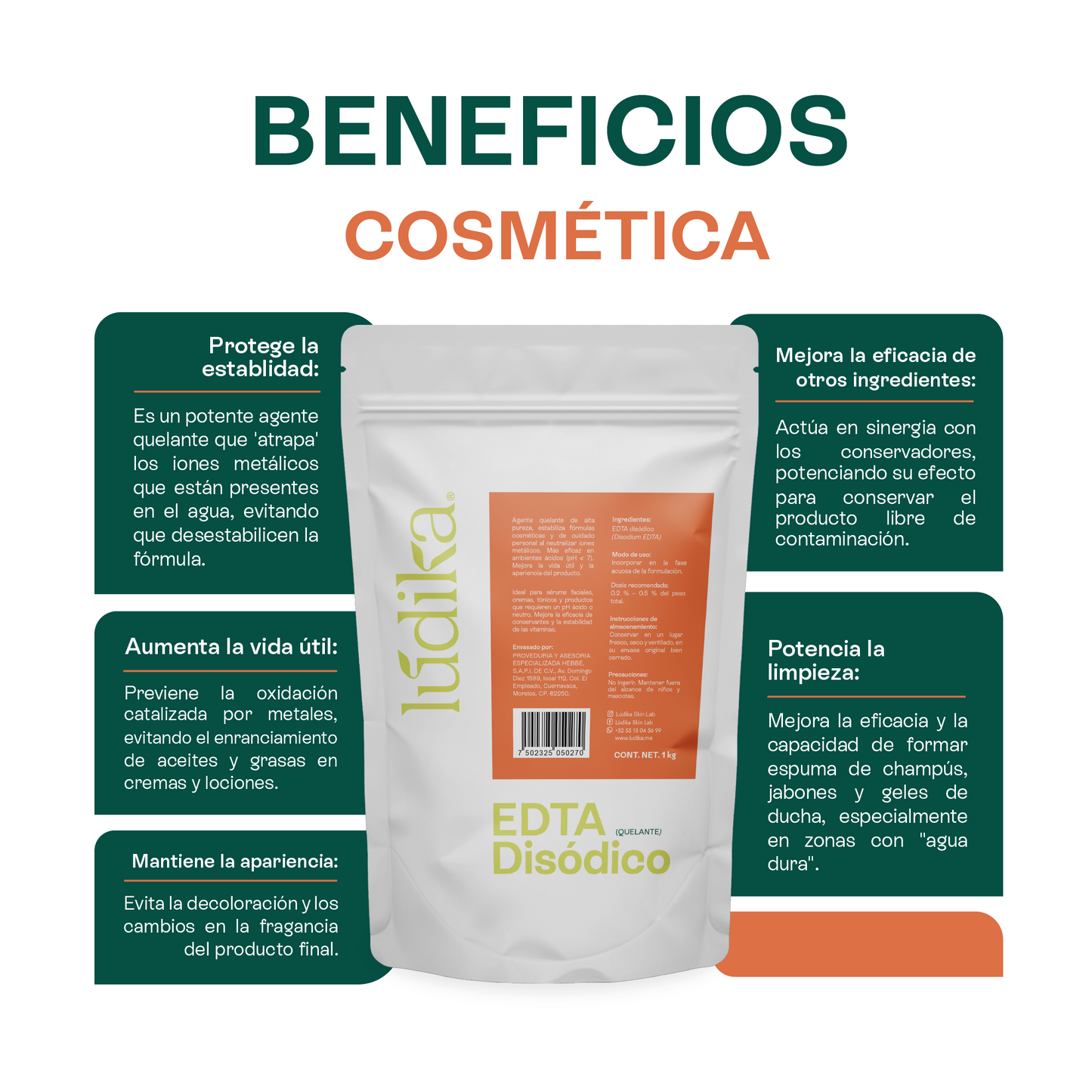 EDTA Disódico | Uso Serum, Tónicos Brumas | El Guardián de tus Fórmulas con pH Neutro y Ácido