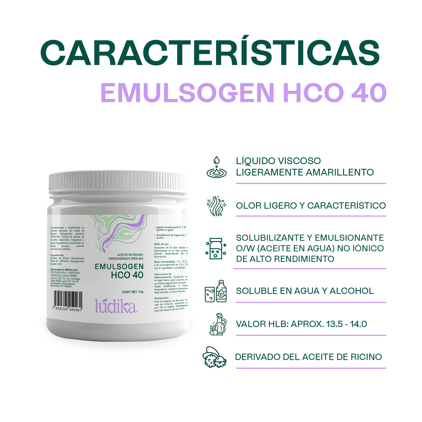 Emulsogen HCO 040 Aceite de ricino Hidrogenado | Solubilizante Vegetal para Fragancias y Emulsionante Versátil