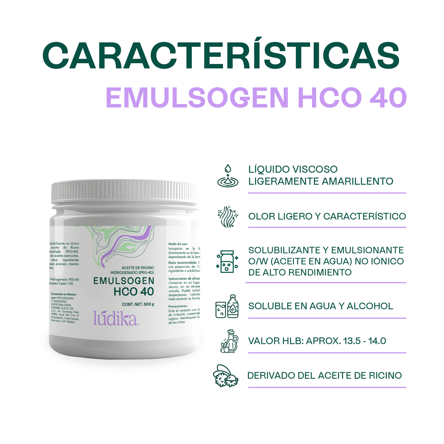 Emulsogen HCO 040 Aceite de ricino Hidrogenado | Solubilizante Vegetal para Fragancias y Emulsionante Versátil