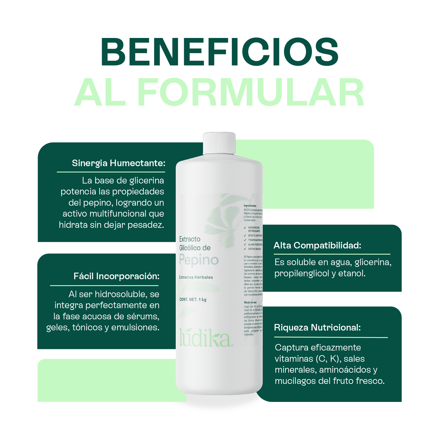 Extracto Glicólico de Pepino | Facial, Corporal y Capilar | Activo Hidratante, Refrescante y Descongestivo