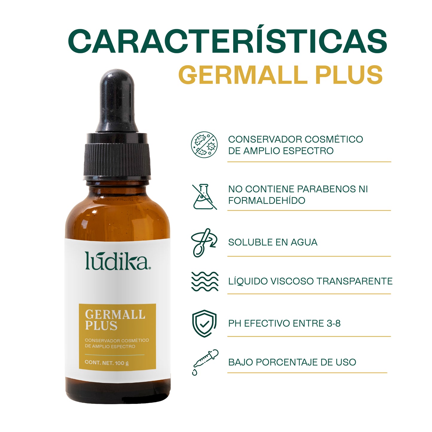 Germall Plus | Conservador Líquido de Amplio Espectro y Alta Eficacia para Cosméticos de color y bloqueadores solares