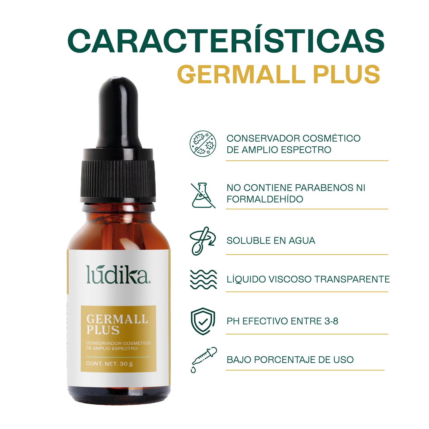 Germall Plus | Conservador Líquido de Amplio Espectro y Alta Eficacia para Cosméticos de color y bloqueadores solares
