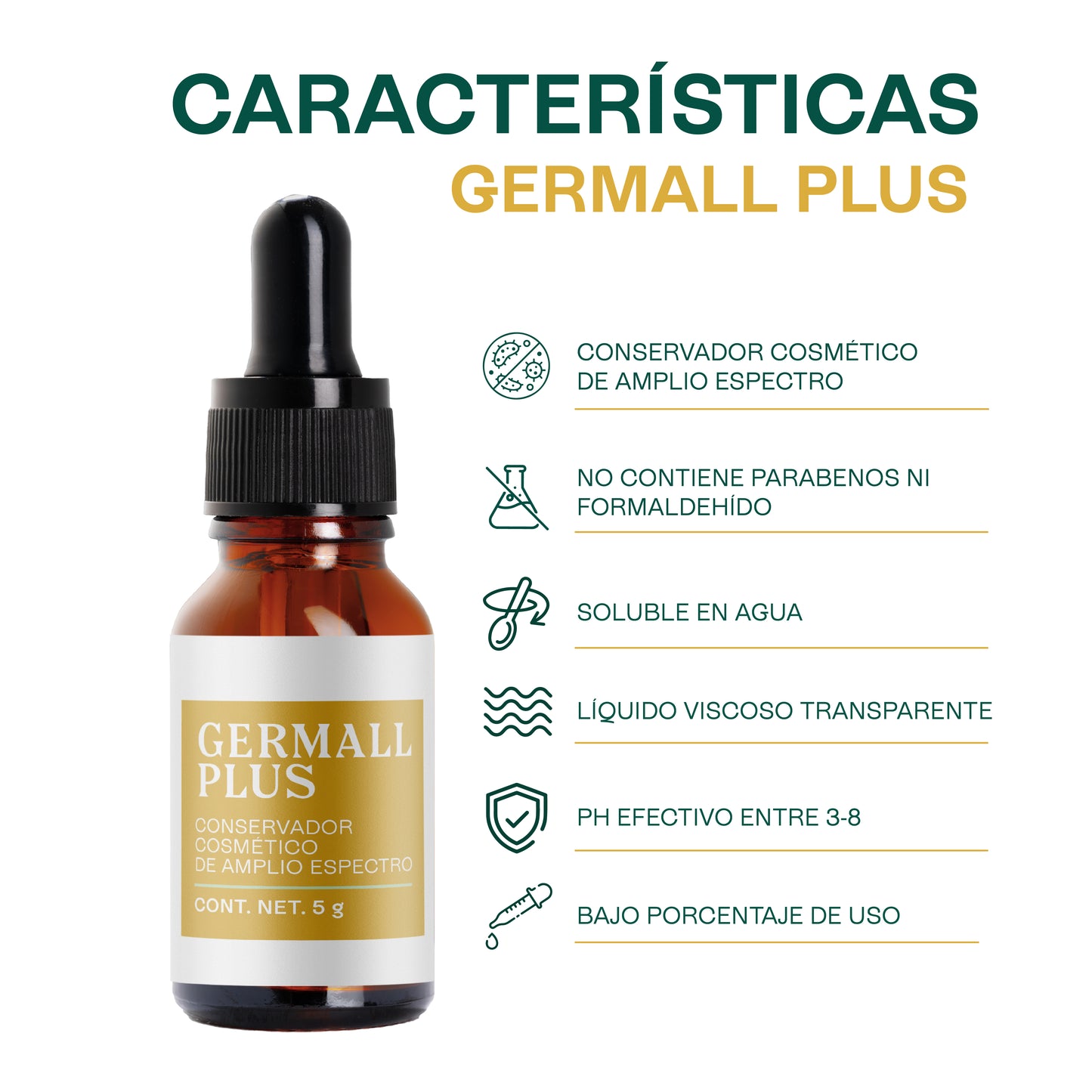 Germall Plus | Conservador Líquido de Amplio Espectro y Alta Eficacia para Cosméticos de color y bloqueadores solares
