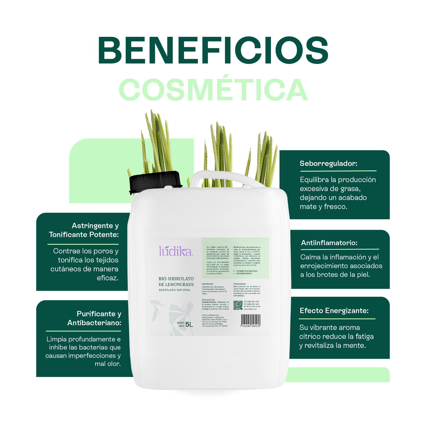Hidrolato de Lemongrass | Facial y Corporal | Purificante, Astringente y Tonificante