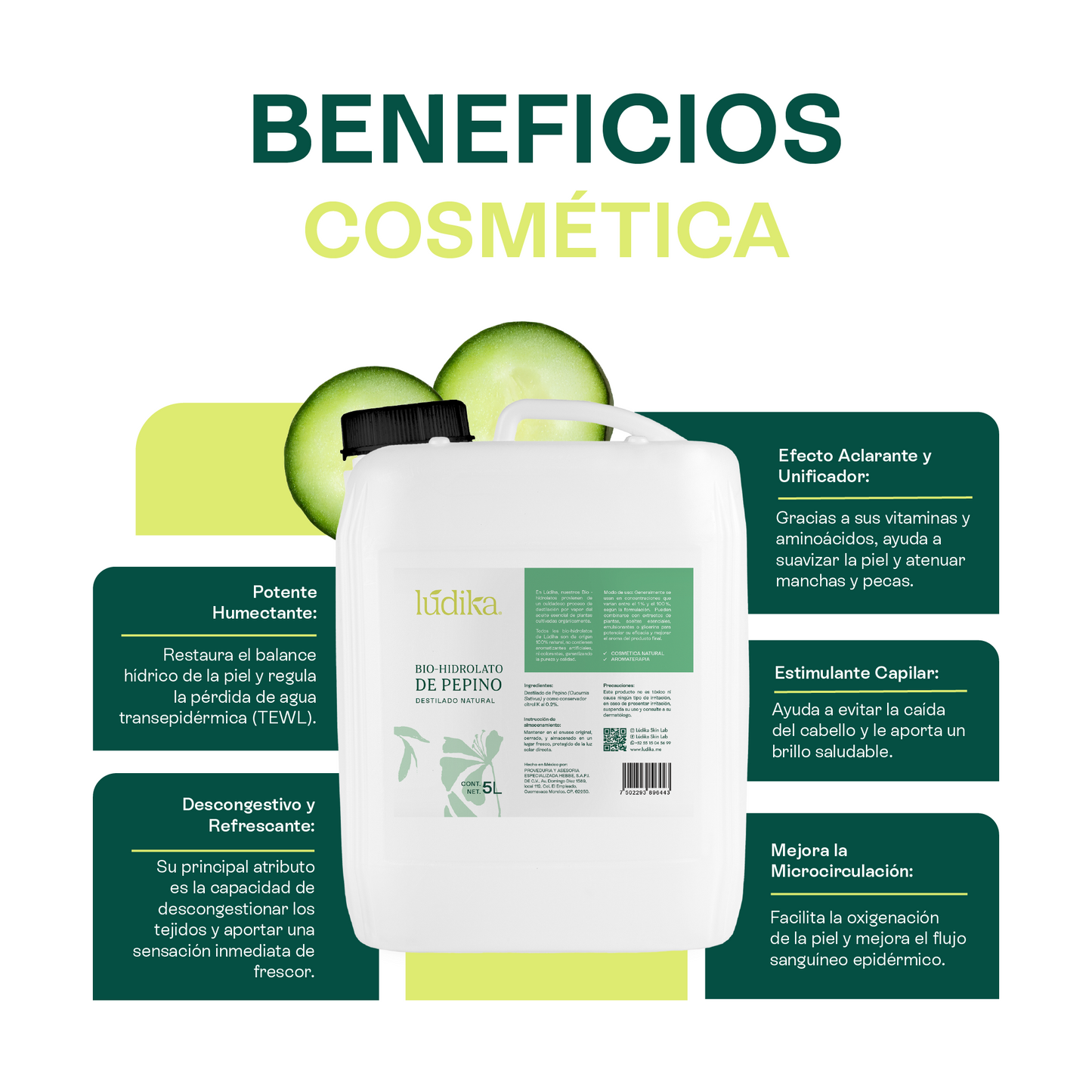 Hidrolato de Pepino | Facial y Corporal | Descongestivo, Refrescante e Hidratante