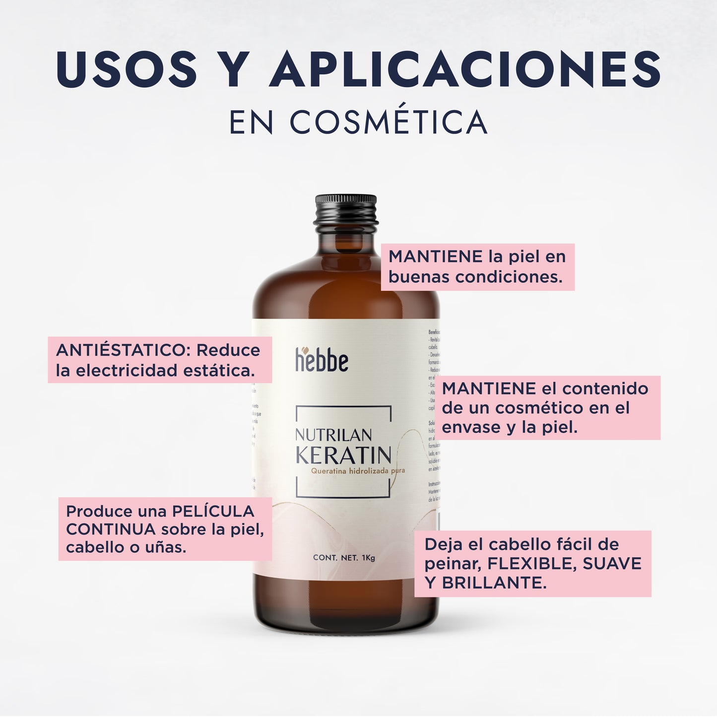 Proteína de Queratina Hidrolizada | Cabello y Uñas | Reestructurante, Filmógena y Protectora