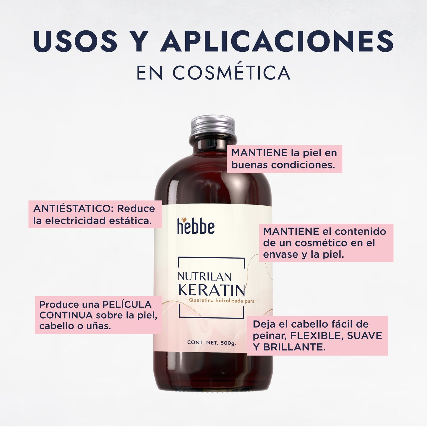 Proteína de Queratina Hidrolizada | Cabello y Uñas | Reestructurante, Filmógena y Protectora