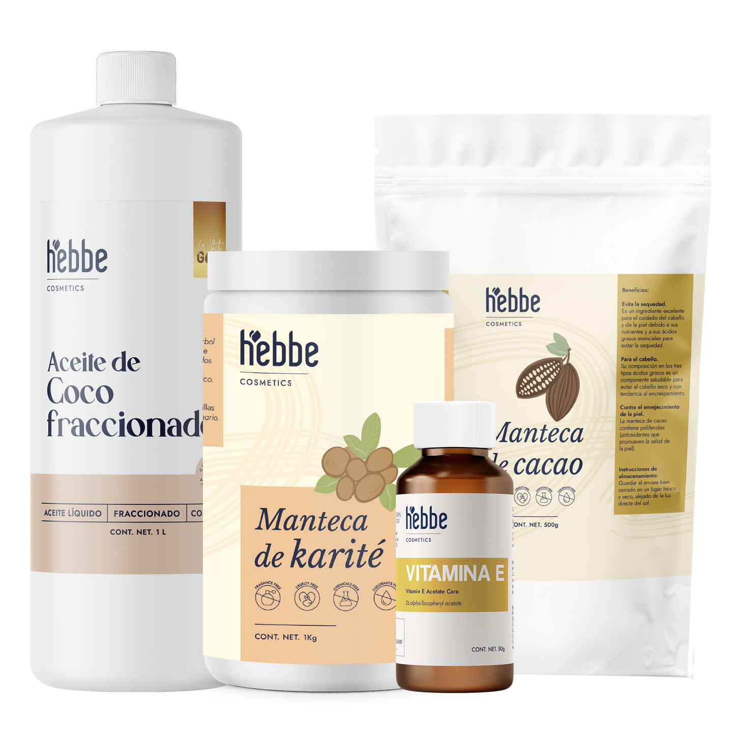 Kit balsamo | Corporal o Facial | 1 Kg Manteca de Karité, 500 g Manteca de Cacao 1 L aceite de coco y 50 g Vitamina E