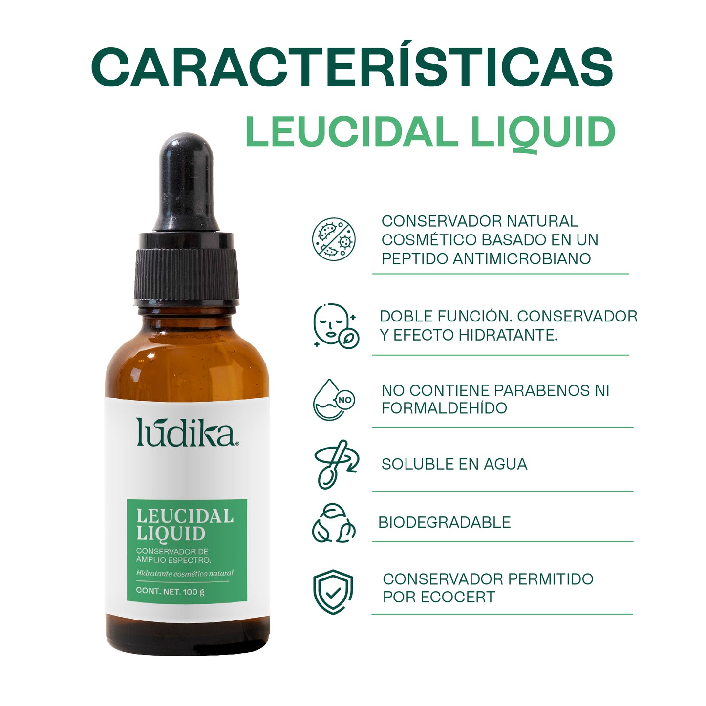 Leucidal Liquid | Conservador Natural de Amplio Espectro con Propiedades Humectantes para Cosmética Natural