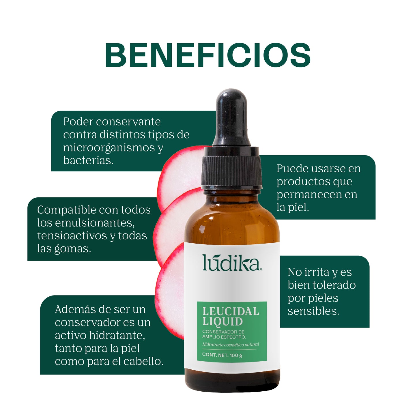 Leucidal Liquid | Conservador Natural de Amplio Espectro con Propiedades Humectantes para Cosmética Natural