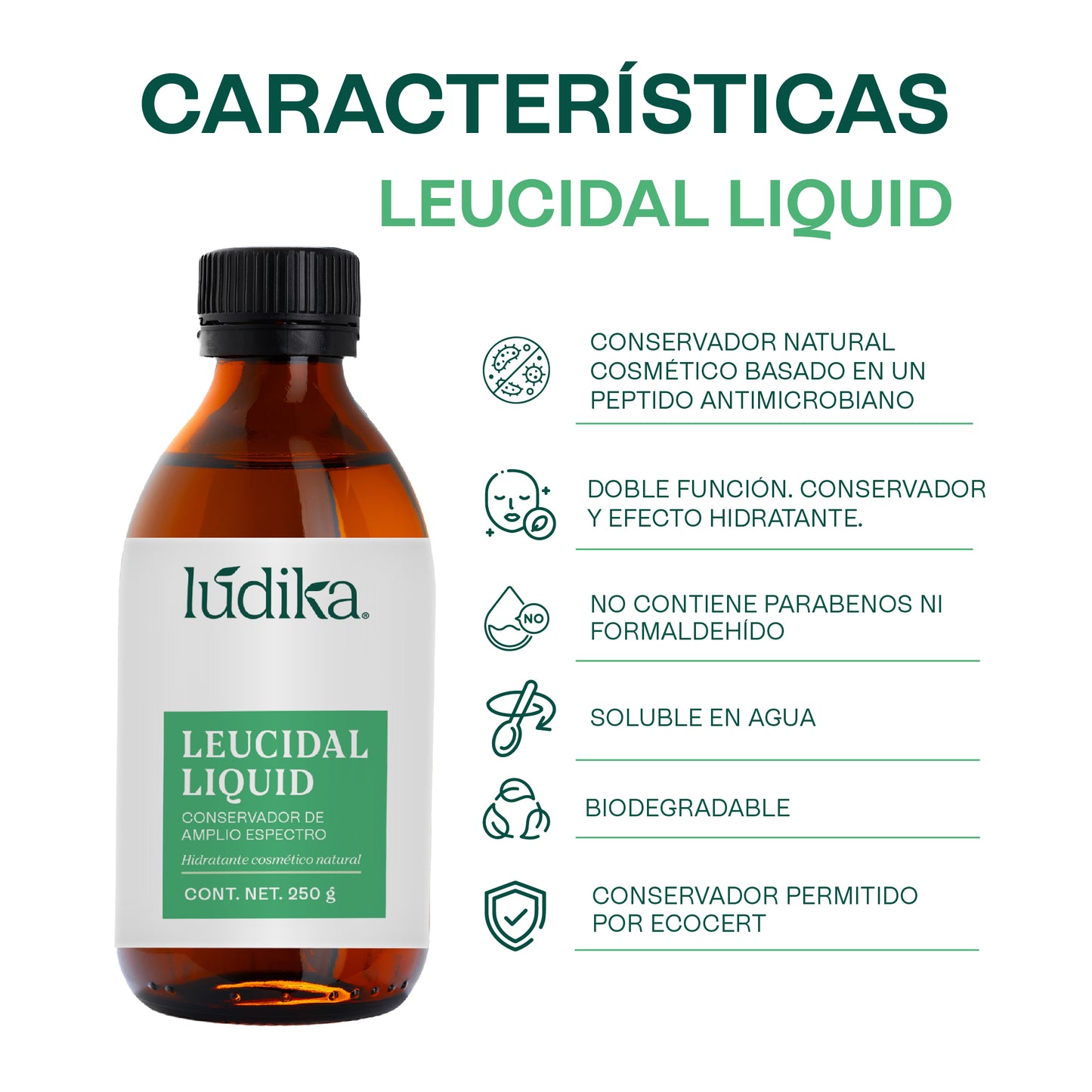Leucidal Liquid | Conservador Natural de Amplio Espectro con Propiedades Humectantes para Cosmética Natural