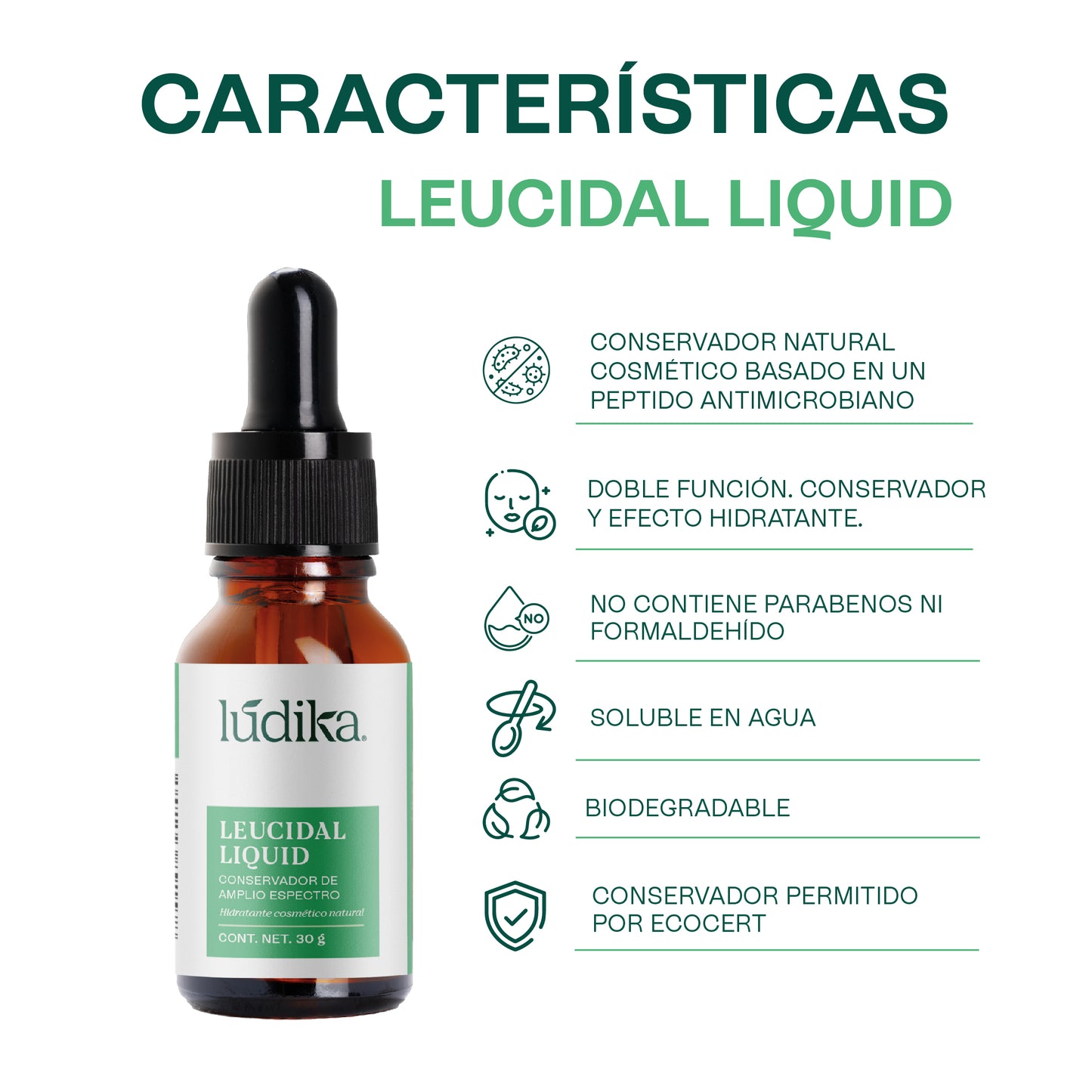 Leucidal Liquid | Conservador Natural de Amplio Espectro con Propiedades Humectantes para Cosmética Natural