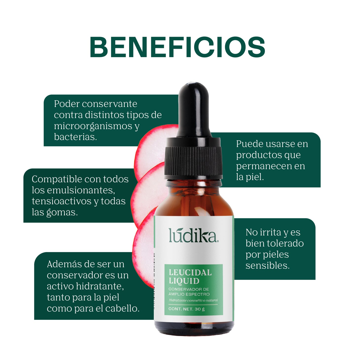 Leucidal Liquid | Conservador Natural de Amplio Espectro con Propiedades Humectantes para Cosmética Natural