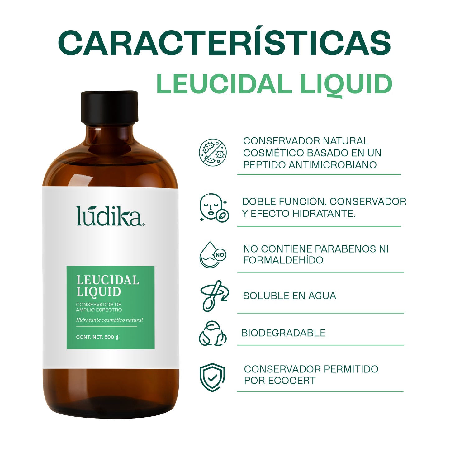 Leucidal Liquid | Conservador Natural de Amplio Espectro con Propiedades Humectantes para Cosmética Natural
