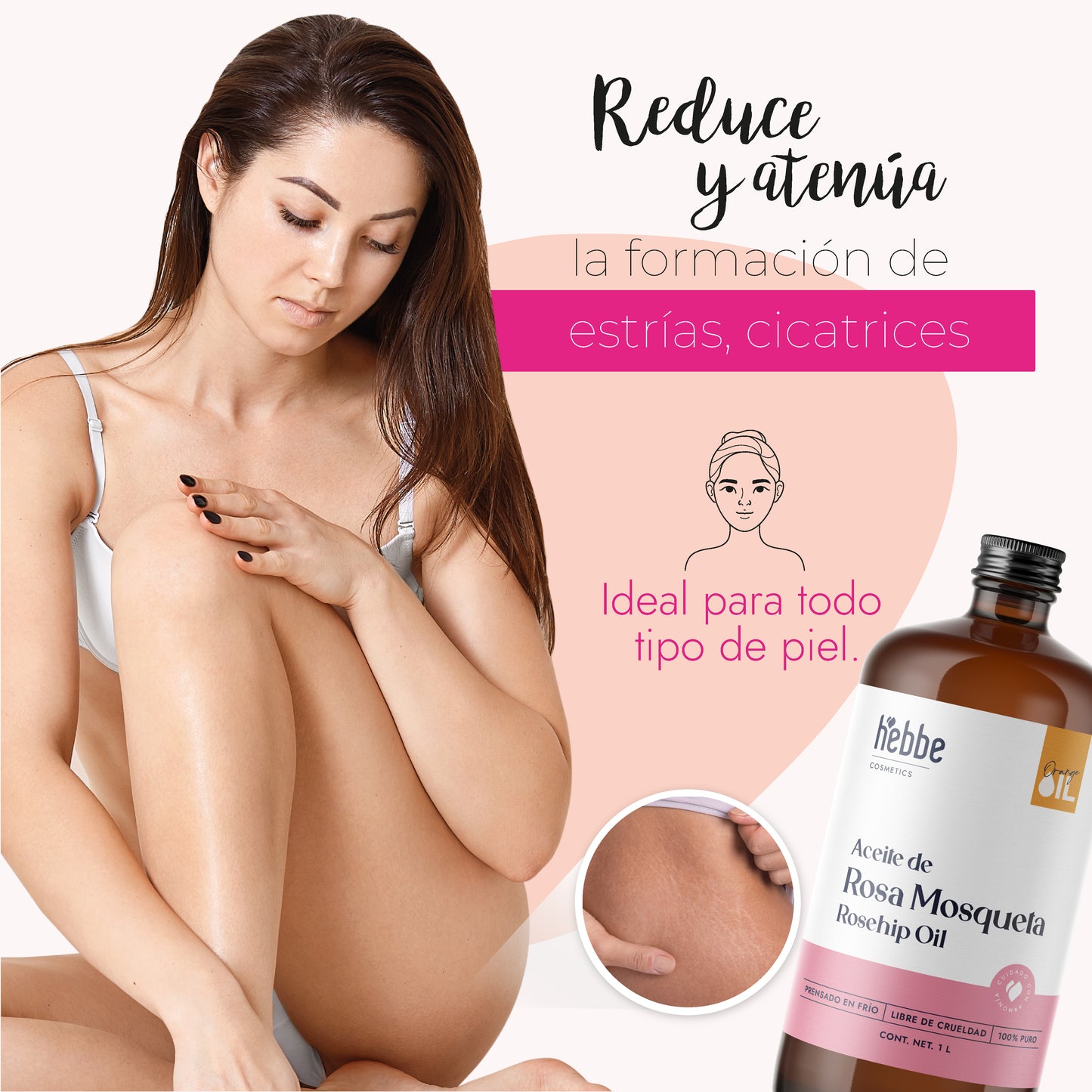 Aceite de Rosa Mosqueta Virgen | Facial y corporal | Regenerador, AntiEdad, AntiEstrias y Potente Hidratante en zona de contorno de ojos