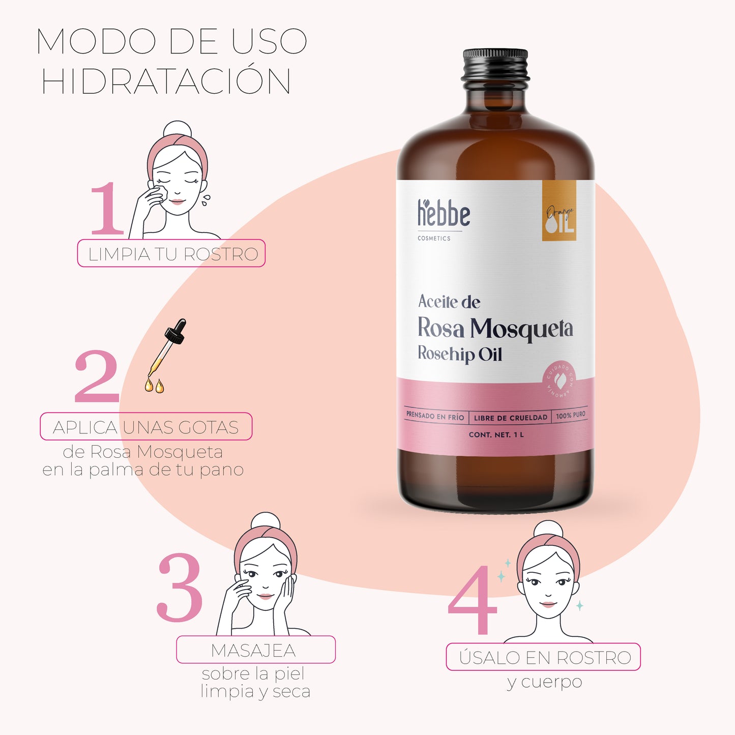 Aceite de Rosa Mosqueta Virgen | Facial y corporal | Regenerador, AntiEdad, AntiEstrias y Potente Hidratante en zona de contorno de ojos