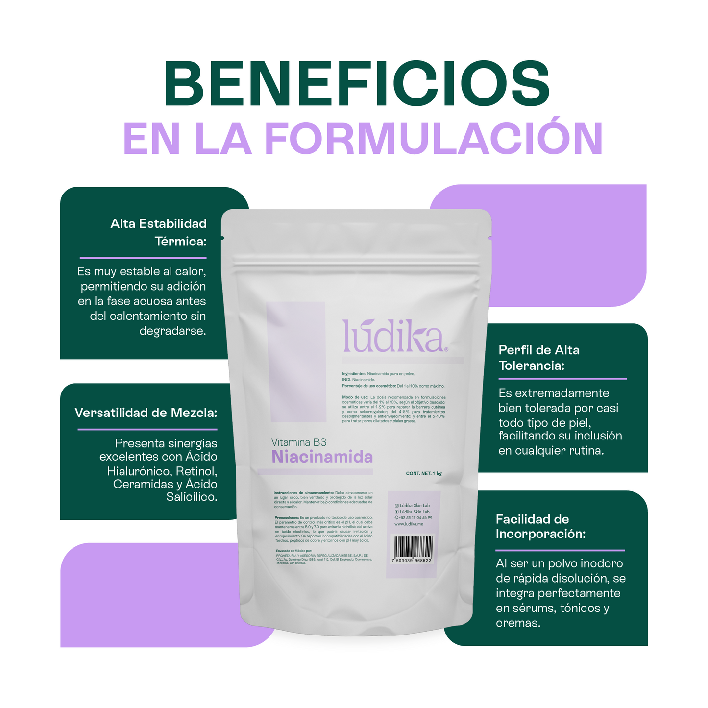 Niacinamida (Vitamina B3) | Facil y Capilar | Multiacción Control de Sebo, Poros y Manchas