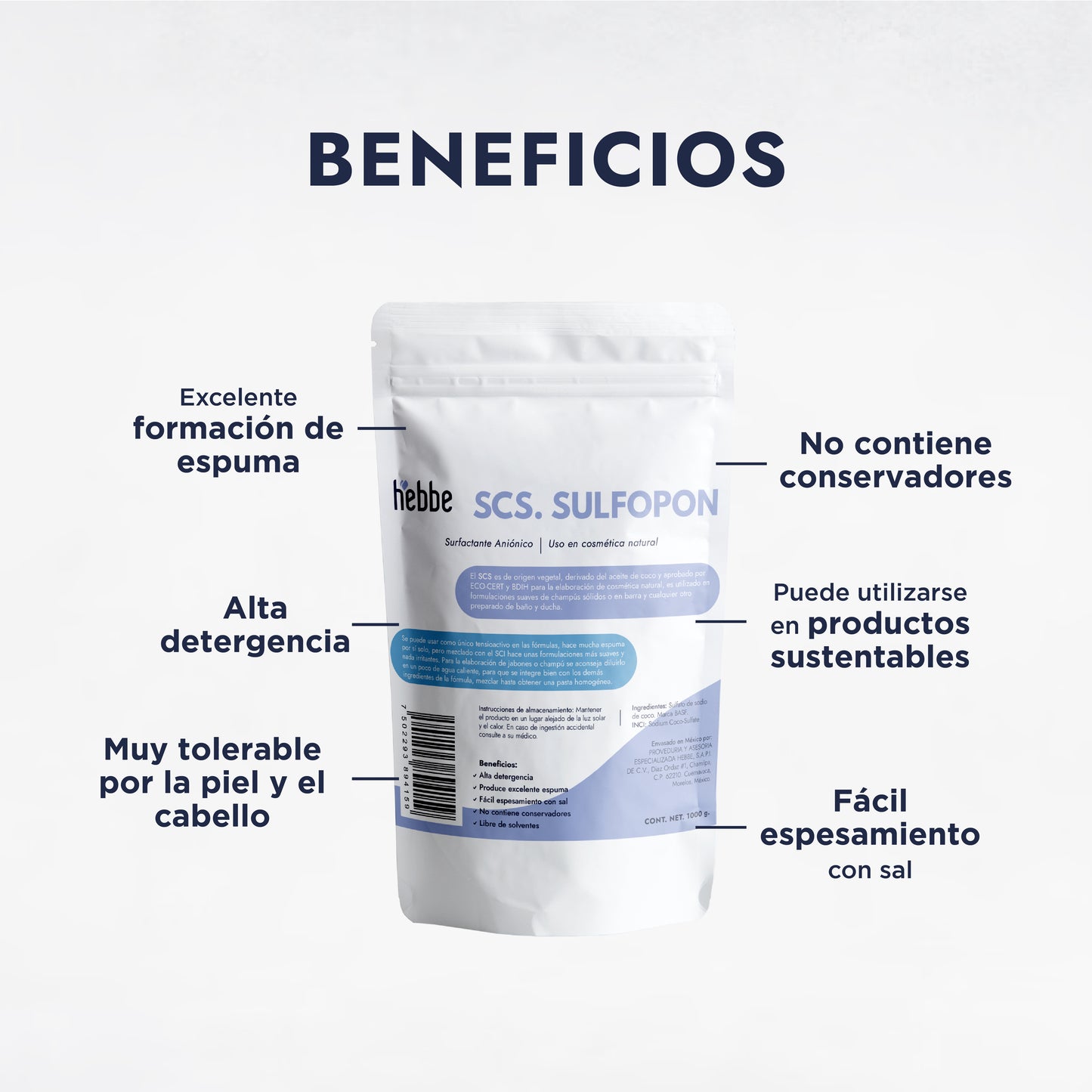Sulfopon (Coco Sulfato de Sodio) | Tensioactivo Aniónico Potente | Shampoo Sólido y Limpieza Profunda