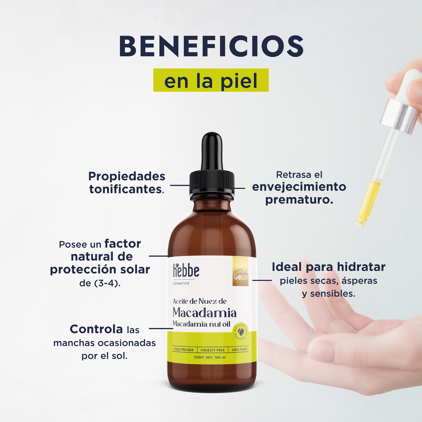 Aceite de Nuez de Macadamia | Facial y Capilar | Antiedad, Reparador Capilar y Súper Hidratante