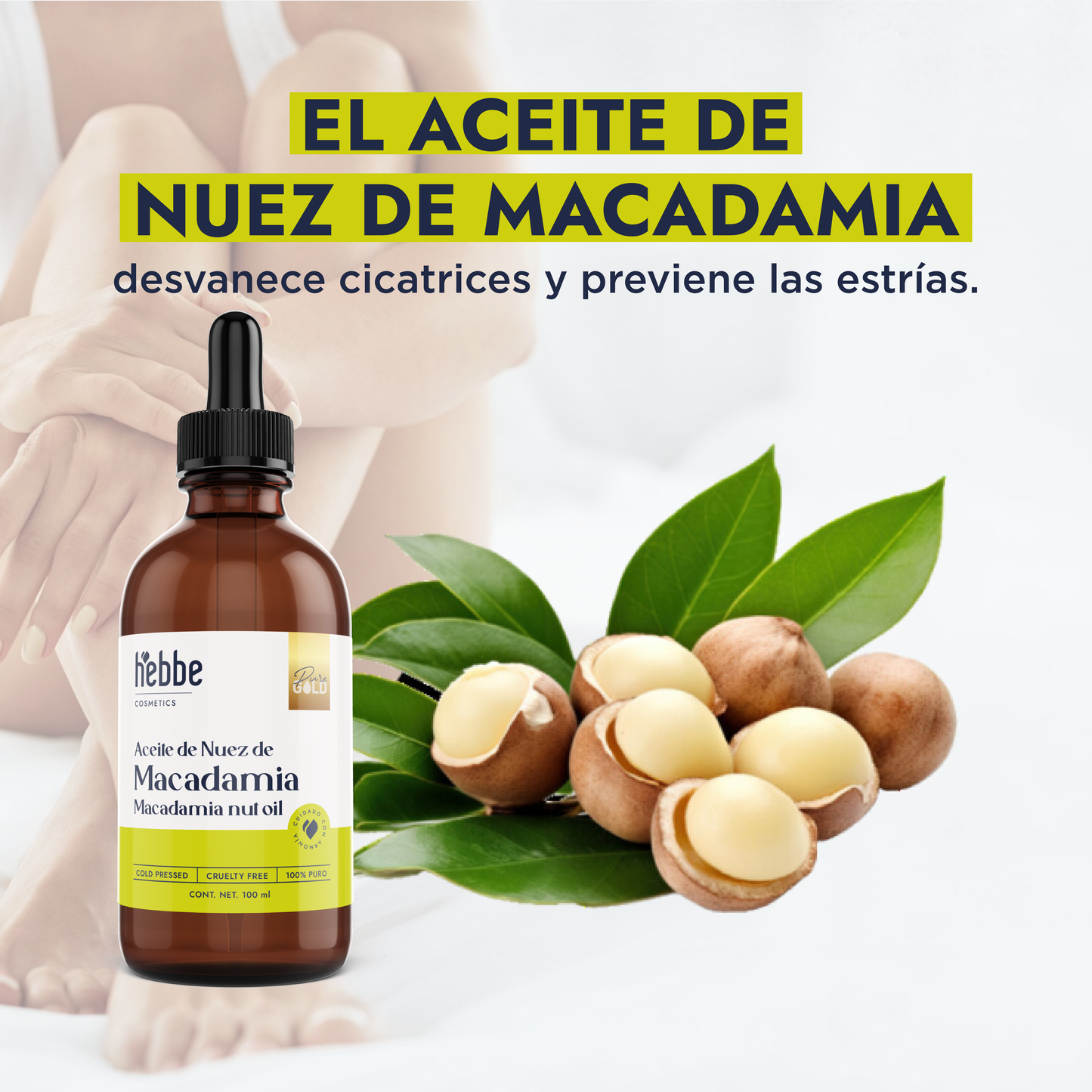 Aceite de Nuez de Macadamia | Facial y Capilar | Antiedad, Reparador Capilar y Súper Hidratante