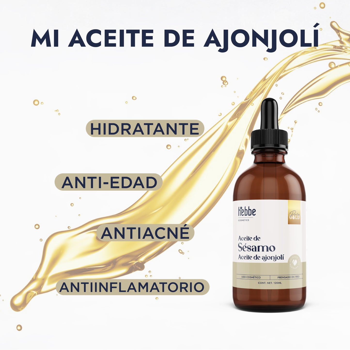 Aceite de Sésamo Ajonjolí Virgen | Facial Capilar y Corporal | Antiedad, Hidratante y Protector Capilar