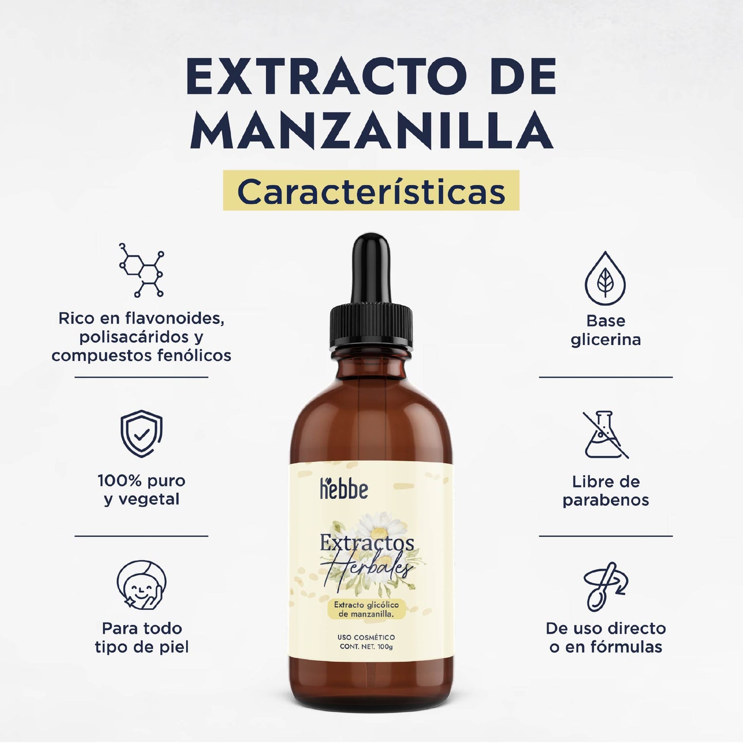 Extracto Glicólico de Manzanilla | Facial, Corporal y Capilar | Activo Calmante, Antiinflamatorio y Reparador