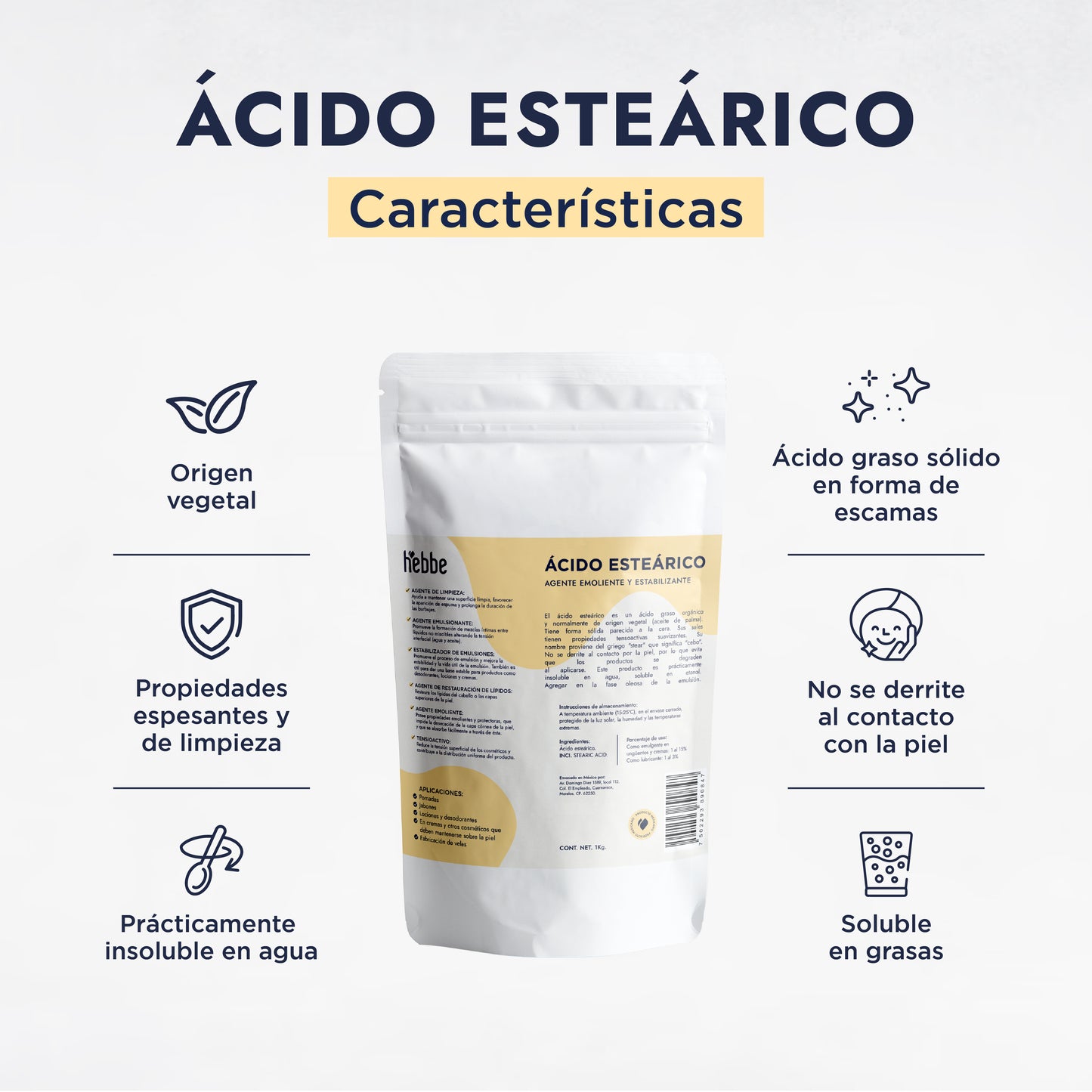 Ácido Esteárico | Co-emulsionante | Agente de Consistencia Estabilizador, Espesante y Emoliente