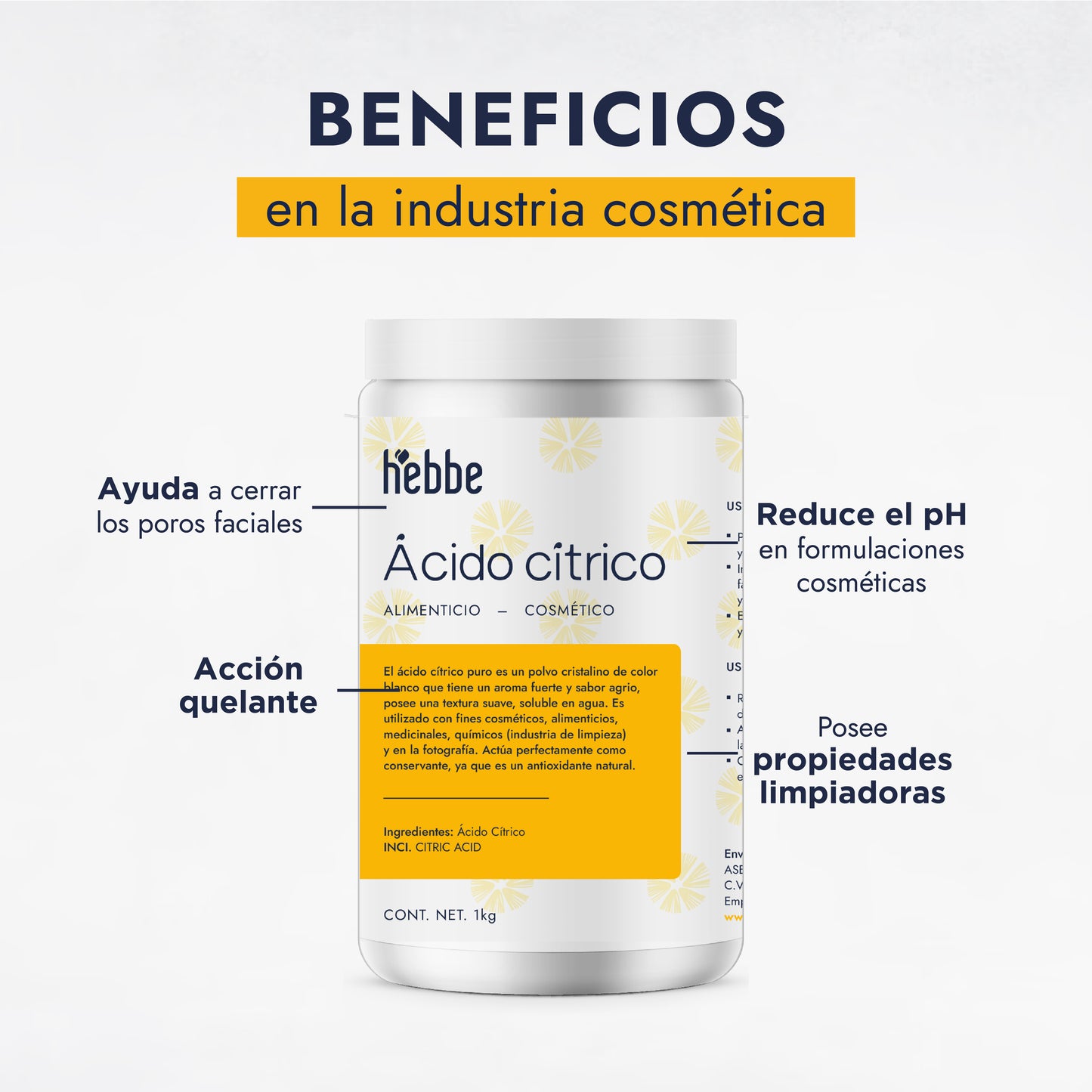Ácido Cítrico | Regulador de pH, Agente Quelante y Exfoliante Suave (AHA)