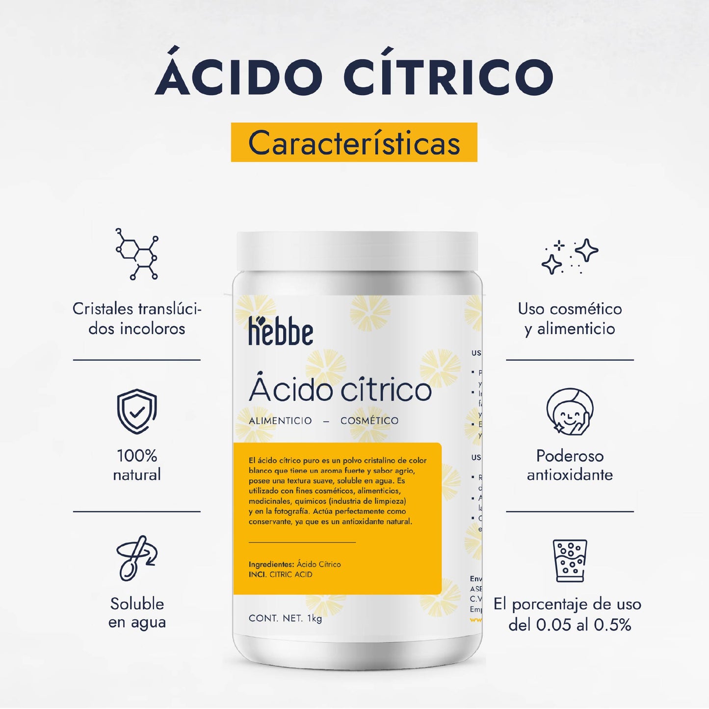 Ácido Cítrico | Regulador de pH, Agente Quelante y Exfoliante Suave (AHA)