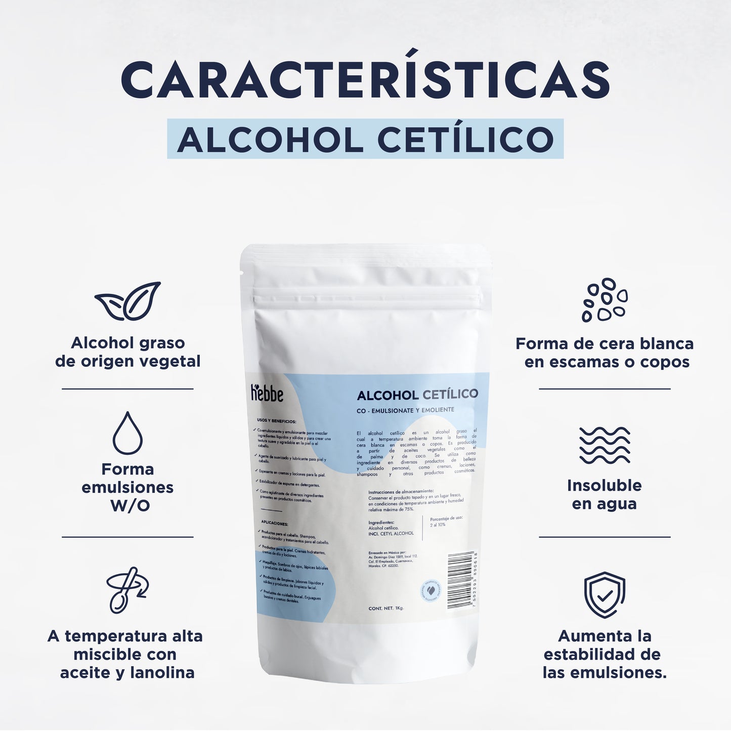 Alcohol Cetílico | Co-emulsionante | Agente de Consistencia, Espesante, Emoliente y Acondicionador