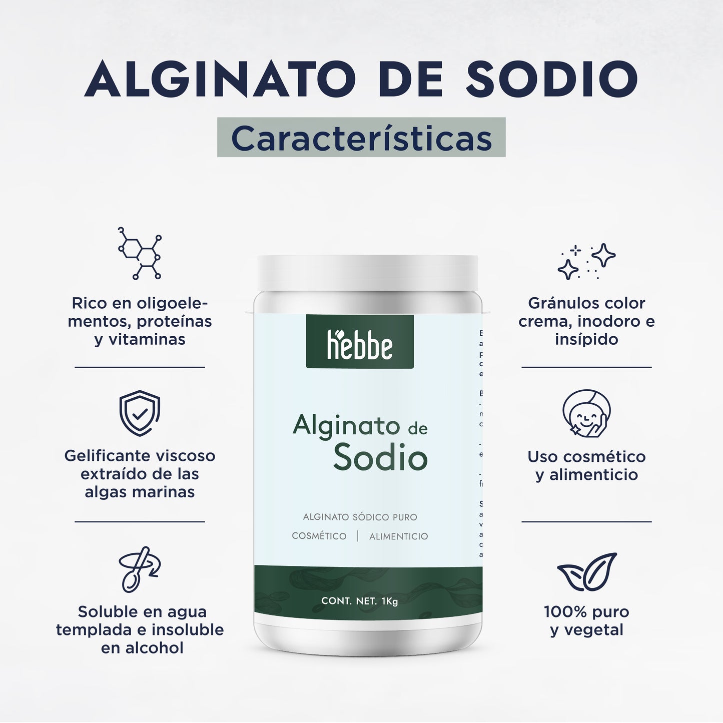 Alginato de Sodio | Facial y Corporal | Gelificante, Filmógeno y Agente Tensor