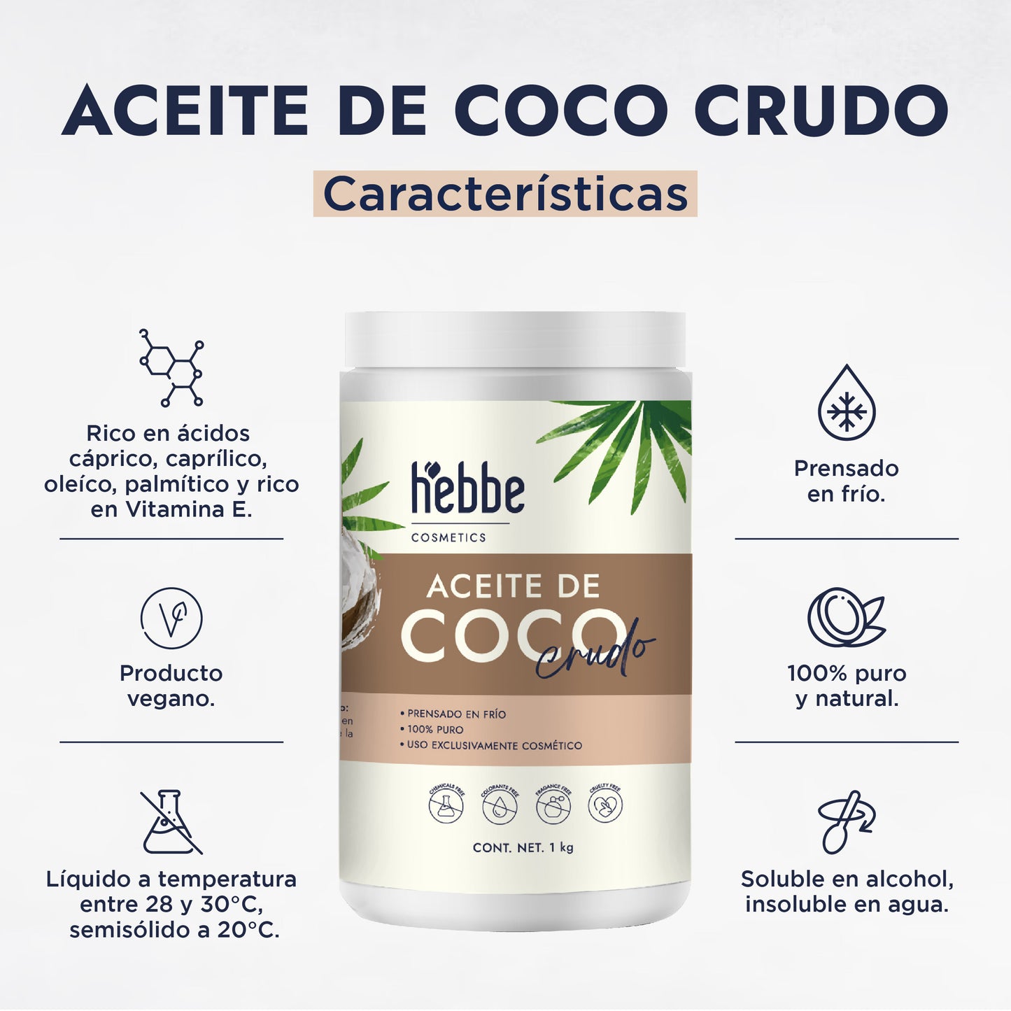 Aceite Crudo de Coco Virgen | Hidratante Profundo, Protector Capilar y Antioxidante