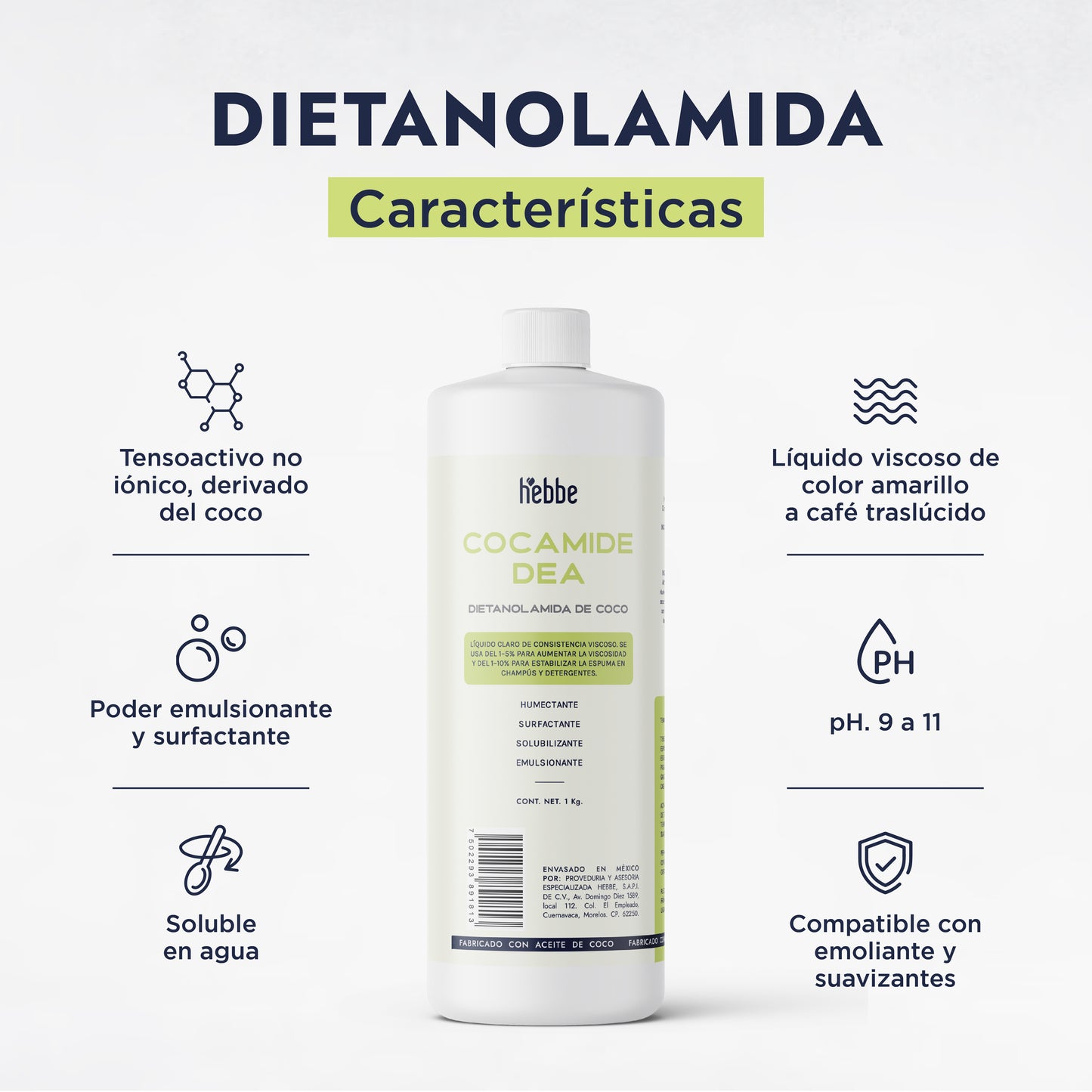 Dietanolamida (Cocamide DEA) | Potenciador de Espuma, Espesante y Acondicionador para Cosméticos