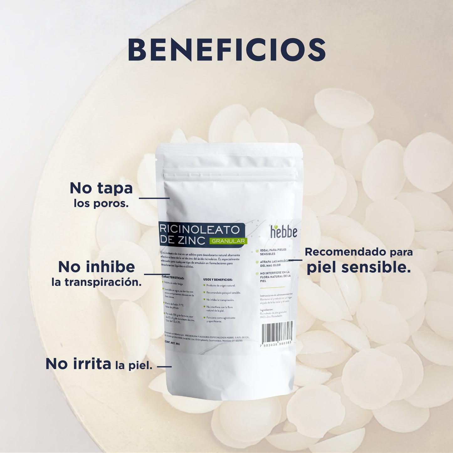 Ricinoleato de Zinc | Agente Desodorante Natural | Neutralizador Molecular de Olores