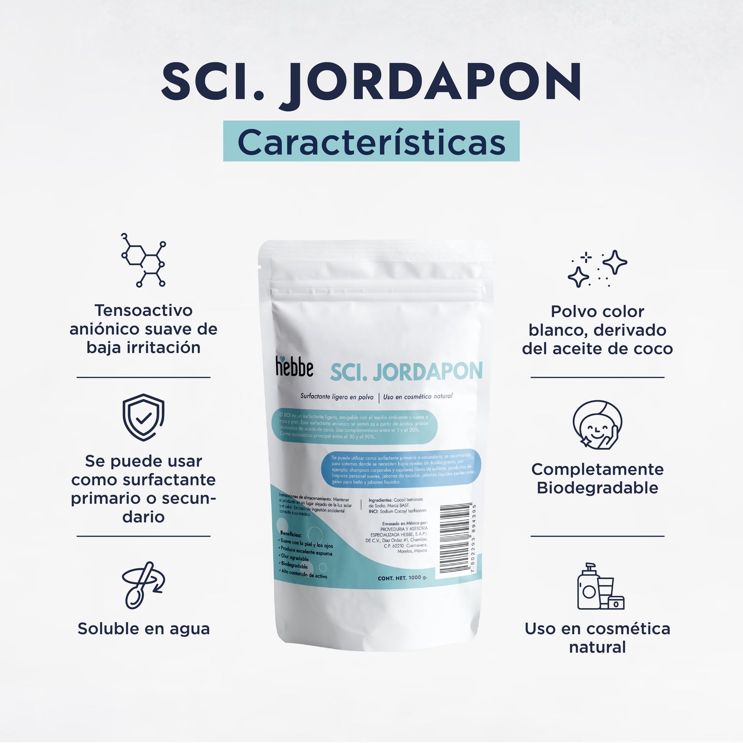 Jordapon (SCI) | Tensioactivo de Cosmética Sólida | Limpiador Sulfate-Free y Espuma Cremosa
