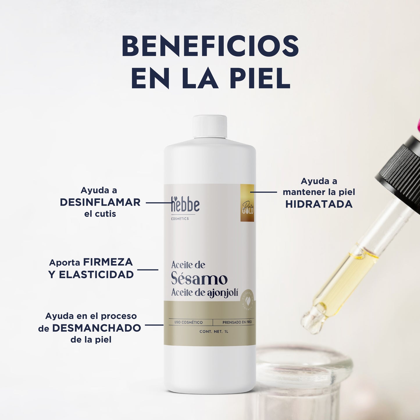 Aceite de Sésamo Ajonjolí Virgen | Facial Capilar y Corporal | Antiedad, Hidratante y Protector Capilar