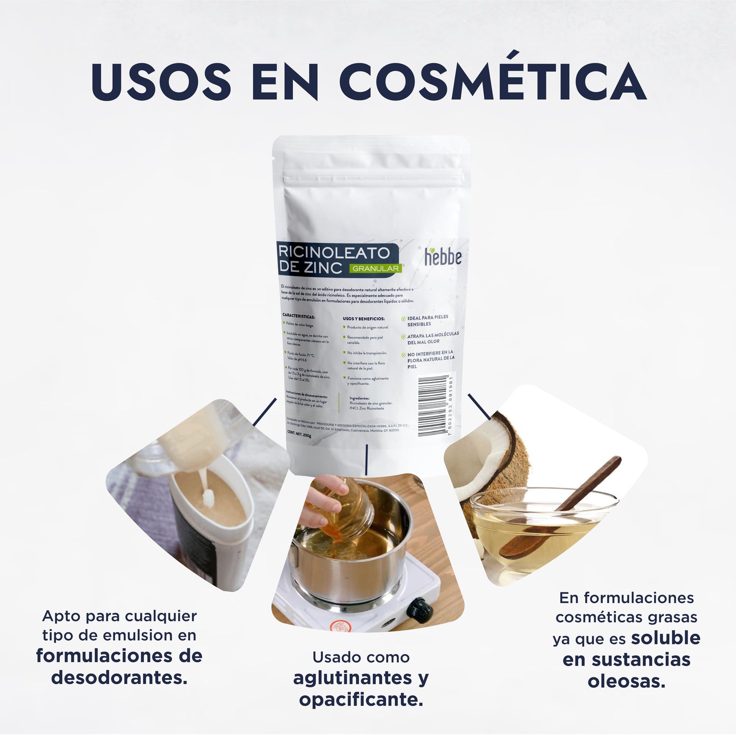 Ricinoleato de Zinc | Agente Desodorante Natural | Neutralizador Molecular de Olores