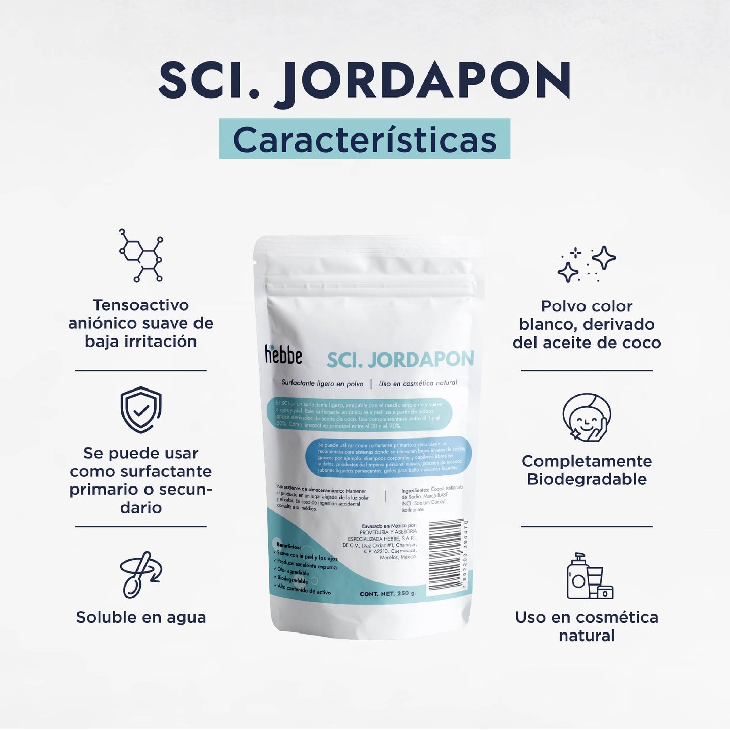 Jordapon (SCI) | Tensioactivo de Cosmética Sólida | Limpiador Sulfate-Free y Espuma Cremosa
