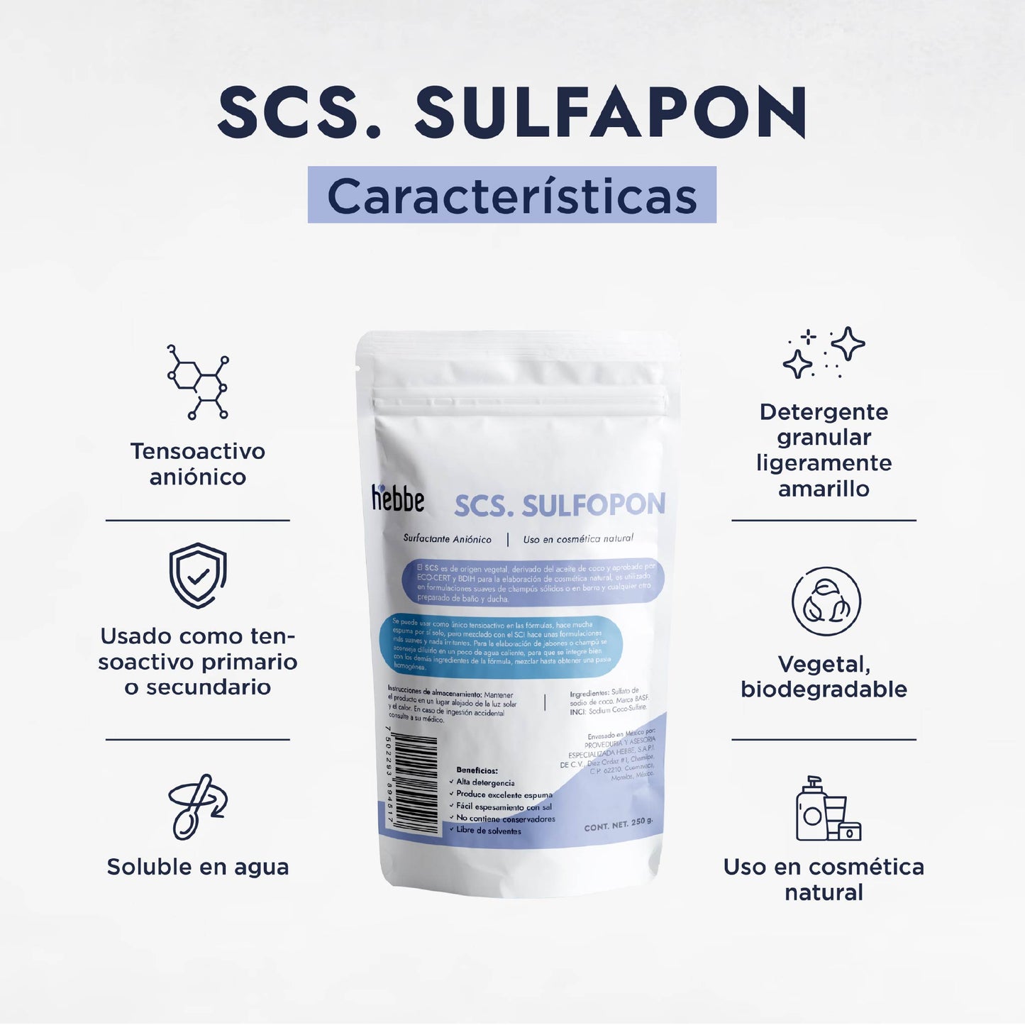 Sulfopon (Coco Sulfato de Sodio) | Tensioactivo Aniónico Potente | Shampoo Sólido y Limpieza Profunda