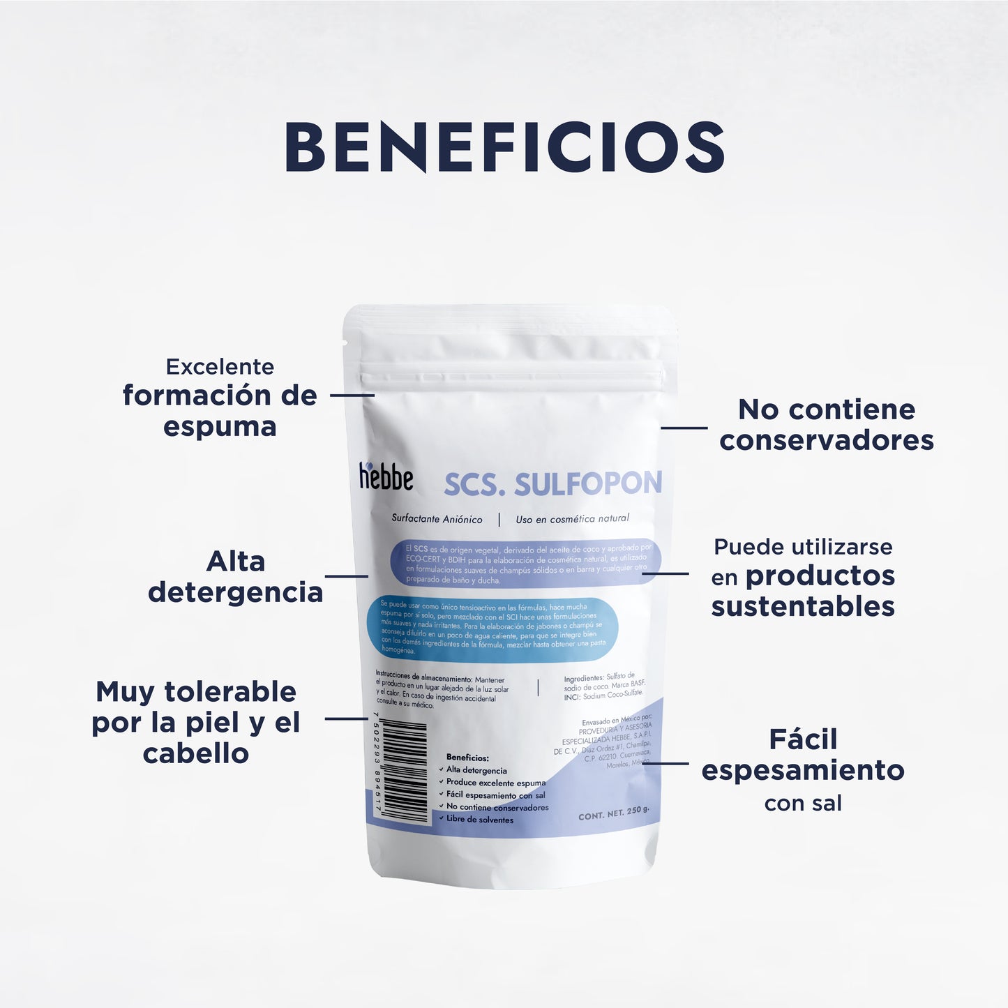 Sulfopon (Coco Sulfato de Sodio) | Tensioactivo Aniónico Potente | Shampoo Sólido y Limpieza Profunda